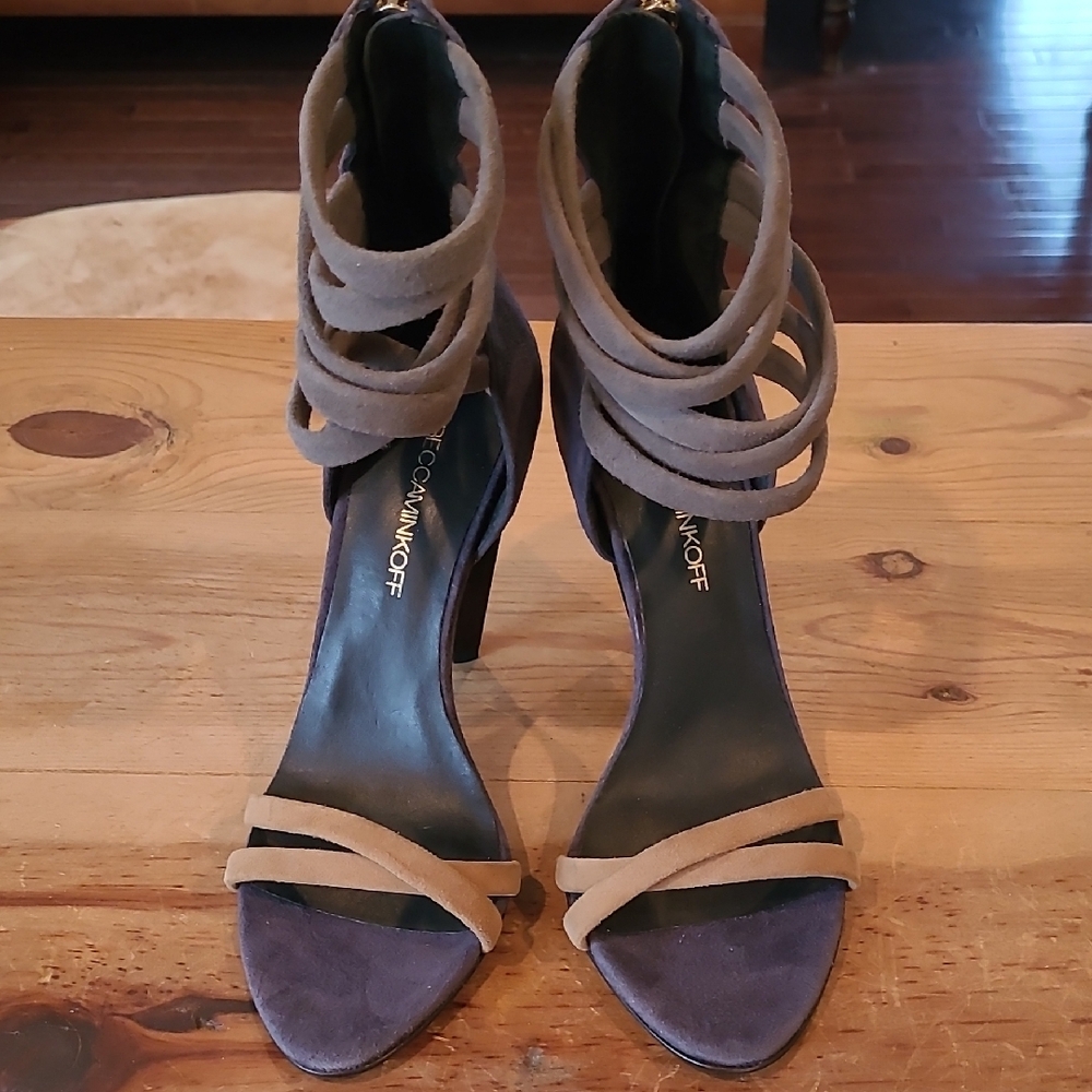Rebecca Minkoff Mirra Suede Strappy Heels Taupe and Olive Bundle Discount